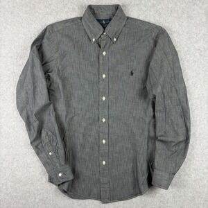 Ralph Lauren Shirt Mens Small Gray Chambray Slim Button Down Casual Pony Preppy